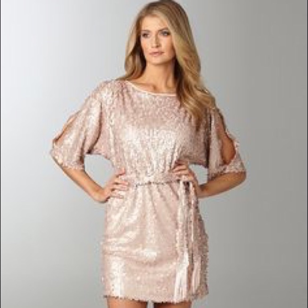 Jessica Simpson Champagne Sequin Dress M